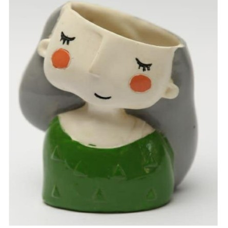 Girl Green Resin Pot